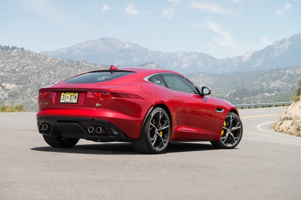 2015-Jaguar-F-Type-R-Coupe-rear-side-view-on-road